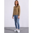 thumbnail image 4 of DARING DIVA Women's Crew Neck Long Sleeve Open Front Button Down Cardigan S Brown, 4 of 6