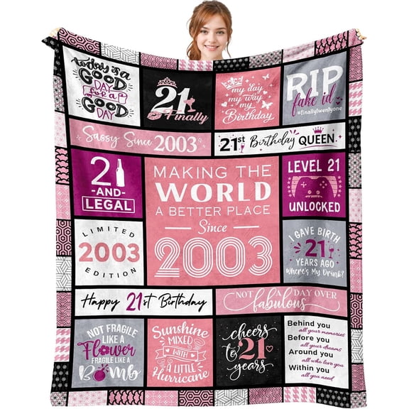 21st Birthday Gifts for Him, Cool 21st Birthday Gifts for Boy, Presents for 21st Birthday Male, 21 Year Old Birthday Gifts for Him, Happy 21st Birthday Decorations for Men Throw Blanket 50" x 60"
