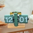 thumbnail image 3 of Reloj de escritorio plegable Reloj mecánico plegable Base de madera Decoración Reloj de mesa vintage Verde, 3 of 7