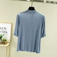 thumbnail image 2 of MeetoTime Comfortable Tops for Women Mock Neck Half Sleeve Pullover Shirts Soft Slim Basic Layer Undershirts, 2 of 3