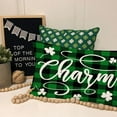 thumbnail image 5 of St Patrick‘s Day Lucky Charm Clover Pillow Cover Green Black Buffalo Plaid Check Shamrocks Home Spring Holiday Farmhouse Decorative Throw Lumbar Pillow Covers 12x20 Inch Cushion Case, 5 of 6