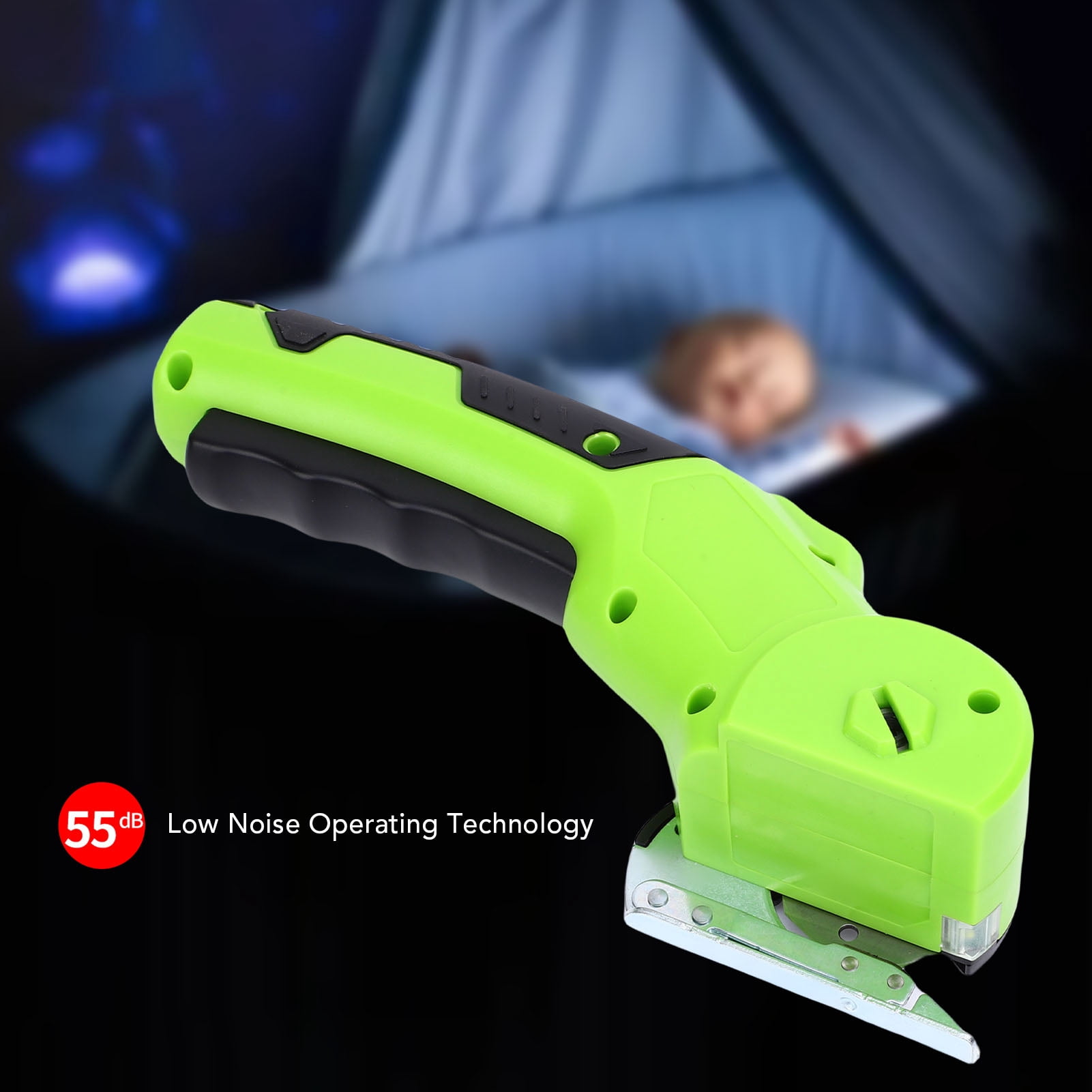 BIMZUC Electric Scissors 4V Rechargeable Li-ion Battery Powered High Efficiency Cordless Electric Fabric Scissors Cutter for Leather, Fabric, and Cardboard - Green (8.66 in / 22 cm)