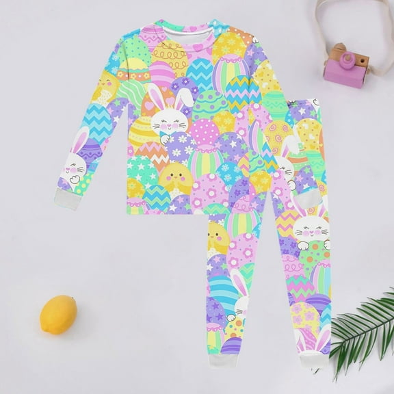 SNKSDGM Girls Girls Summer Outfits Size 7/8 Workout Clothes My 2Nd Birthday Outfit Girl Children's Long Sleeve Easter Printed Pajama Set with Top and Pants Loungewear Girls Summer Outfits Size 3T 3-4