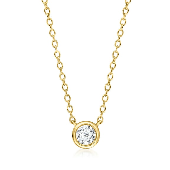 Ross-Simons 0.15 Carat Bezel-Set Lab-Grown Diamond Necklace in 18kt Gold Over Sterling, Women's, Adult