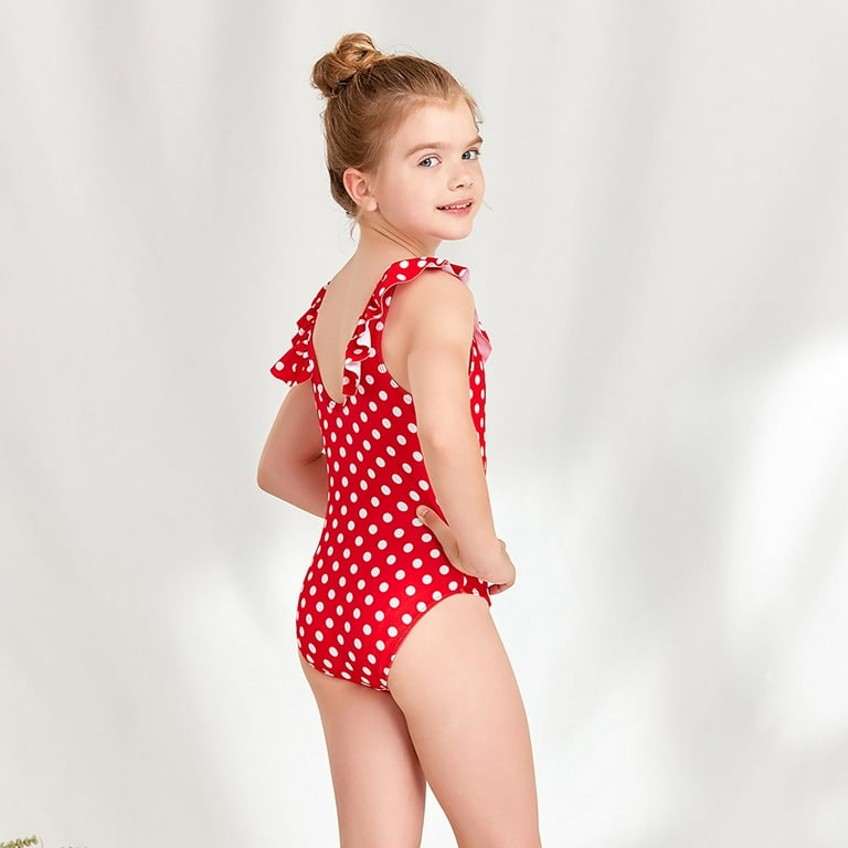 Tween Bathing Suits Girls Size Swimsuit Girls Swimsuit Skirt Polka Dot  Pattern Round Neck With Ruffled Edge Girls Swimming Pool Hot Little Girls