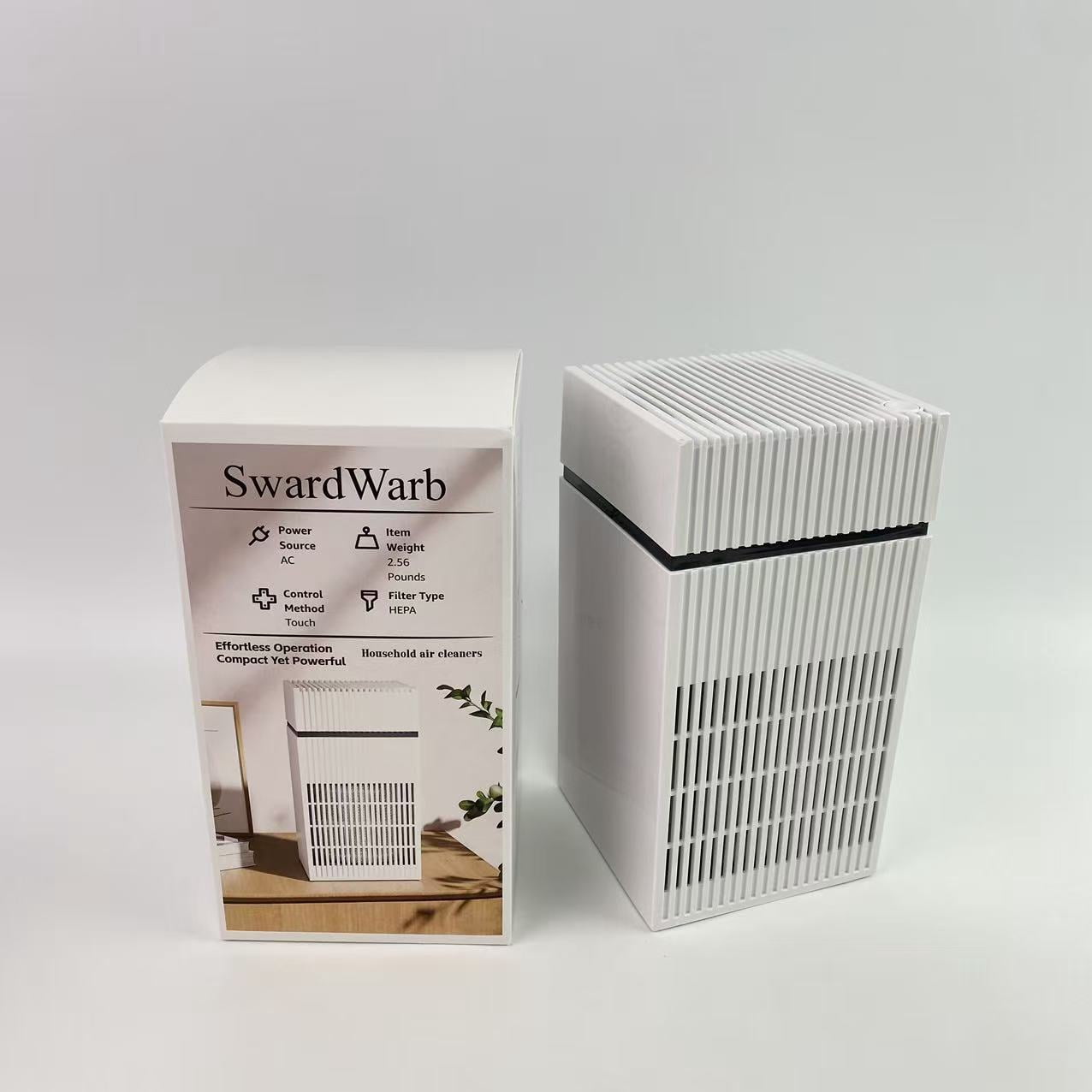 SwardWarb Household air cleaners,Air Purifiers for Home with H13 True HEPA Filter Up to 1076 Ft² for Pet Hair, White