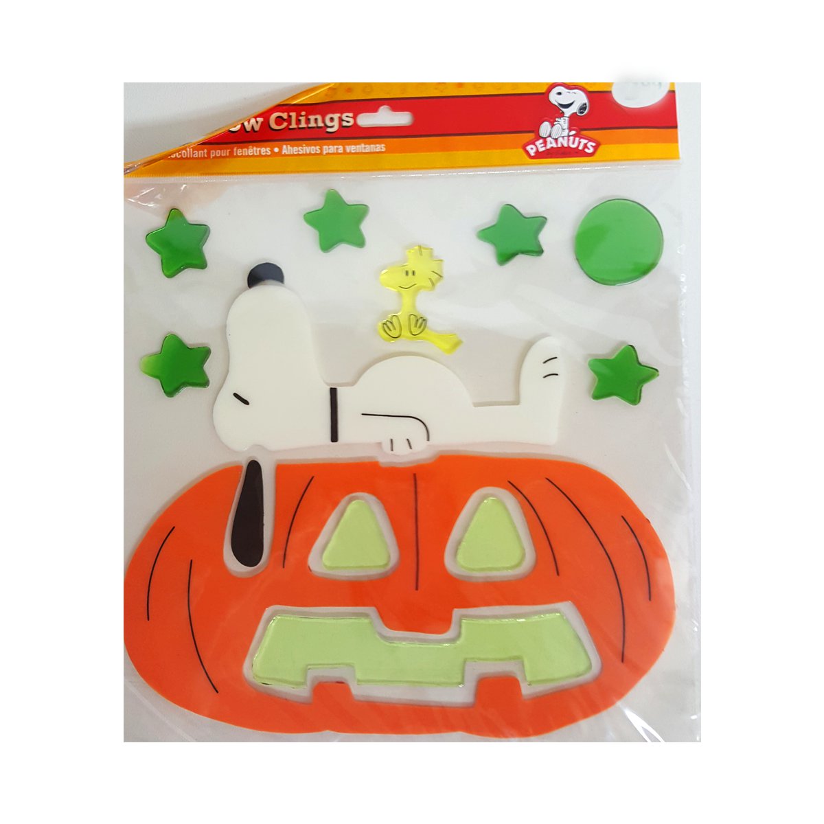 Spooky Jelz Snoopy & Woodstock On Pumpkin Halloween Gel Window Cling
