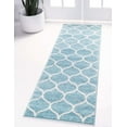 thumbnail image 1 of Unique Loom Trellis Frieze Collection Lattice Moroccan Geometric Modern Runner Rug, 2 x 6 Feet, Light Blue/Ivory, 1 of 5