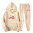 thumbnail image 1 of Gibobby Conjunto de Pantalones para Mujer Sudadera con capucha para mujer Primavera e invierno Deportes Casual Color sólido Pantalones Traje(Beige,G), 1 of 2
