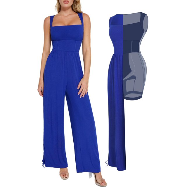 Mono Popilush, casual, holgado, elegante, para mujer, azul XXL