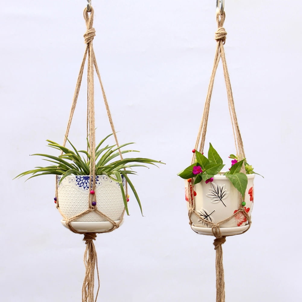 Bcloud Linen Rope Plants Flowers Pot Hanging Basket Holder Net Garden