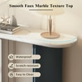 thumbnail image 4 of EUROCO 53.9" Narrow Console Table,Wood Entryway Table Rustic Sofa Table with Curved Legs and Oval Faux Marble Top for Entrance and Living Room,Navy, 4 of 7