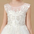 thumbnail image 6 of Knee LengthFlower Girl Dresses V Neck Tulle Layers Birthday Party Dress Lace Princess Pageant Dress for Girls White 8 -9Years, 6 of 8