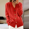 thumbnail image 2 of Women's V Neck Knitted Pullover Sweater Long Sleeve Casual Solid Cardigan Top Soft Comfortable Lightweight, 2 of 4