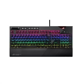 ASUS ROG Mechanical Gaming Keyboard Strix Flare Aura Sync with Cherry MX Blue Switches, Customizable Badge, USB Pass Through and Media