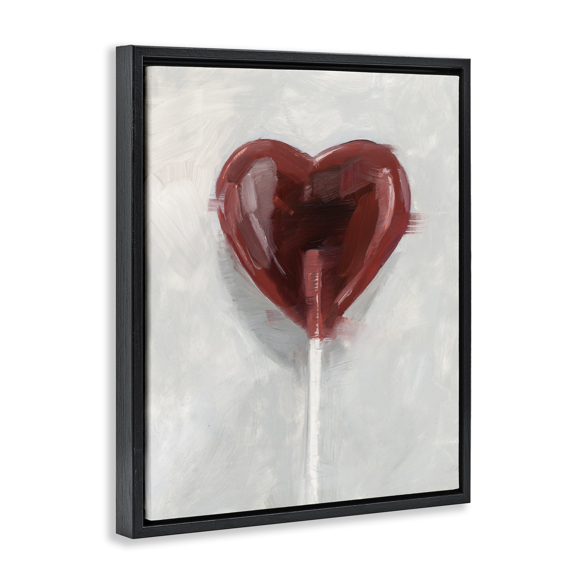 Stupell Industries Heart Shaped Lollipop Black Framed Floater Canvas Wall Art, design by Ethan Harper