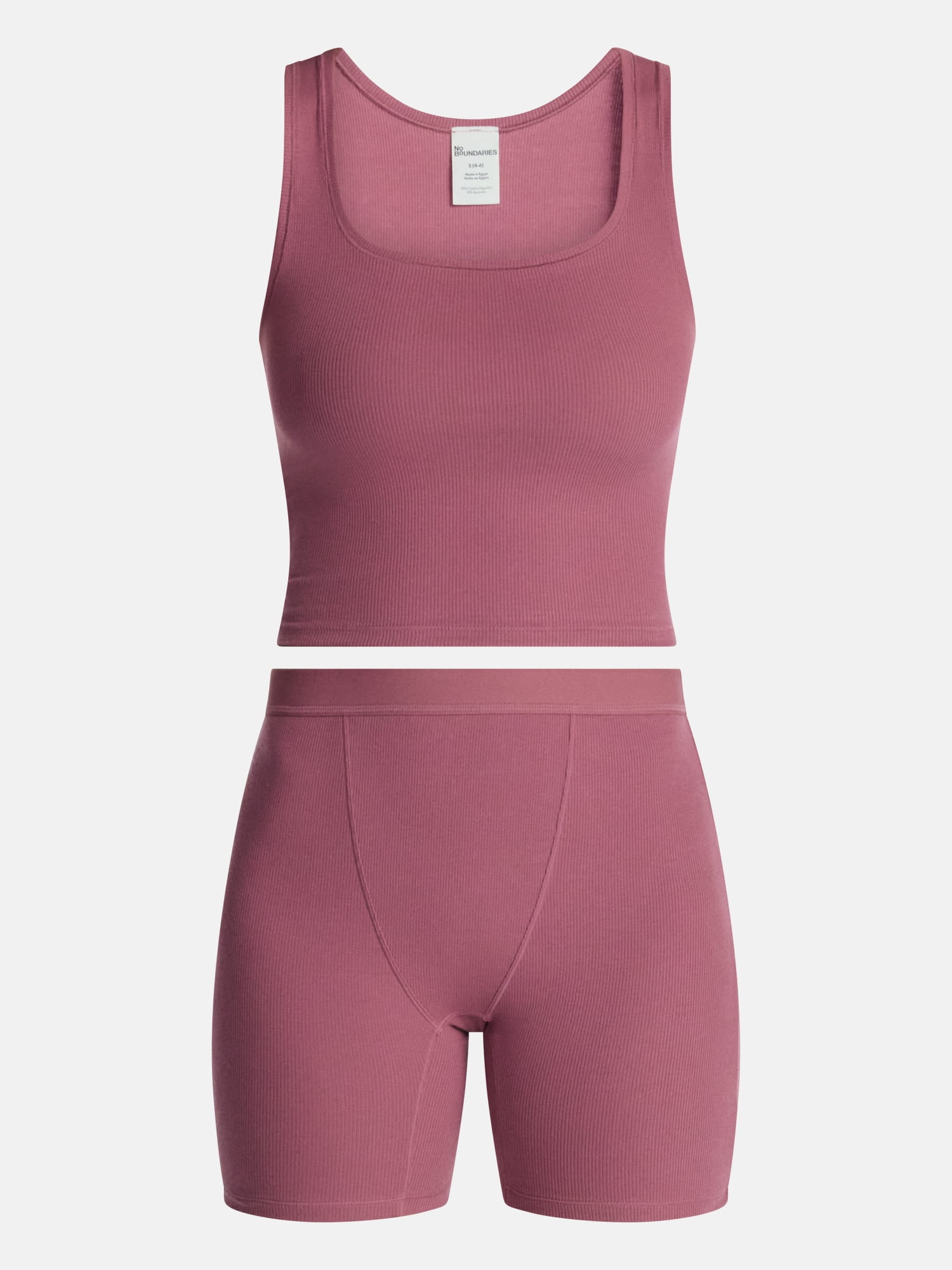 No Boundaries Cotton Stretch Ribbed Cropped Tank Top, Women's XS-XXXL