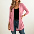thumbnail image 3 of VISALY Women Open Front Cardigan 3/4 Sleeve Lightweight Mid Length Loose Fit Casual Shawl Cover Up Coat Solid Layering Outerwear Lightweight Open Front Cardigan Travel Beach Outfits Pink Xxl, 3 of 8