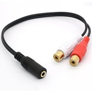 BSHTU 3.5mm Female to Dual RCA Female Phono Stereo Splitter Cable 3.5 Jack Socket to 2RCA Audio Adapter Extender Cord 8inch/20cm
