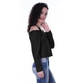 thumbnail image 6 of Moomaya Womens Cold Shoulder Short Top Solid Full Sleeves Summer Tee Tops, 6 of 7