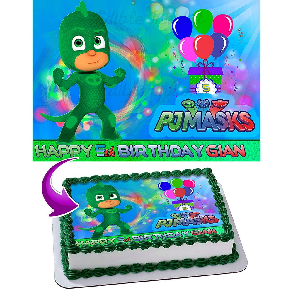 Gekko PJ MASKS Edible Cake Image Topper Personalized