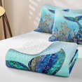 thumbnail image 4 of meiyoeat Sparkle Mermaid Tail Twin Quilt Set for Girls, Ocean Coral Starfish Twin Coverlet Set, Blue Teal, 2-Piece, 4 of 7