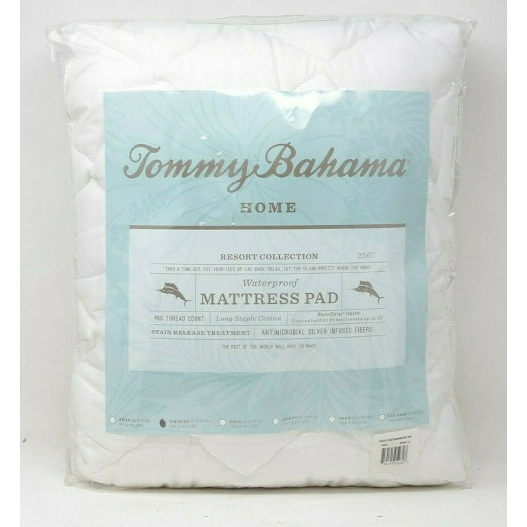 Tommy Bahama Triple Protection Waterproof Full Mattress Pad White