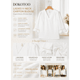 thumbnail image 3 of DOKOTOO Blouses for Women Pleated V Neck 3/4 Sleeve Tunic Tops Dressy Casual Chiffon Office Wear Shirts, 3 of 9