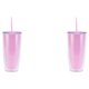 thumbnail image 4 of Toystoory Taza de café de doble pared con tapas, taza de paja, vaso para beber, vacío de plástico de viaje Simple, suministros para el hogar Rosa claro 750ml 2piezas, 4 of 6