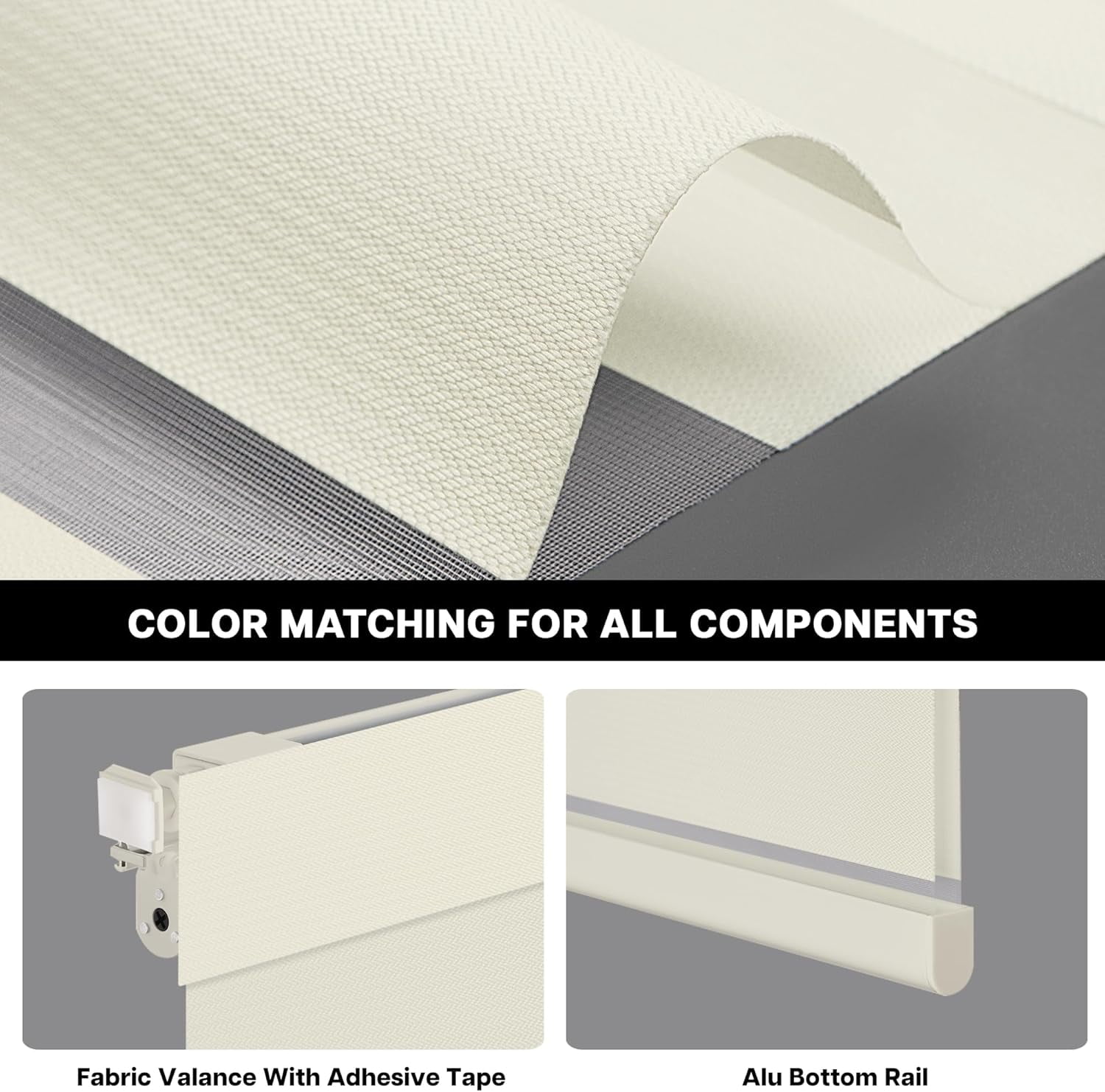 LazBlinds Cordless Zebra Blinds for Windows - Dual Layer Light Filtering & Blackout Roller Shades, Free-Stop Lift System, No Drill Easy Install, Day & Night Privacy with Valance, 26"W X 72"H, Cream