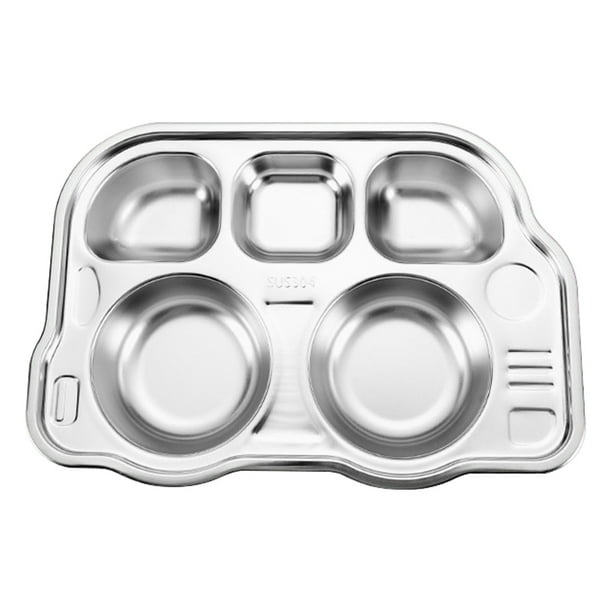 Plato dividido de acero inoxidable,Plato dividido de acero inoxidable Plato dividido de forma divertida Plato dividido de acero inoxidable Compacto y liviano