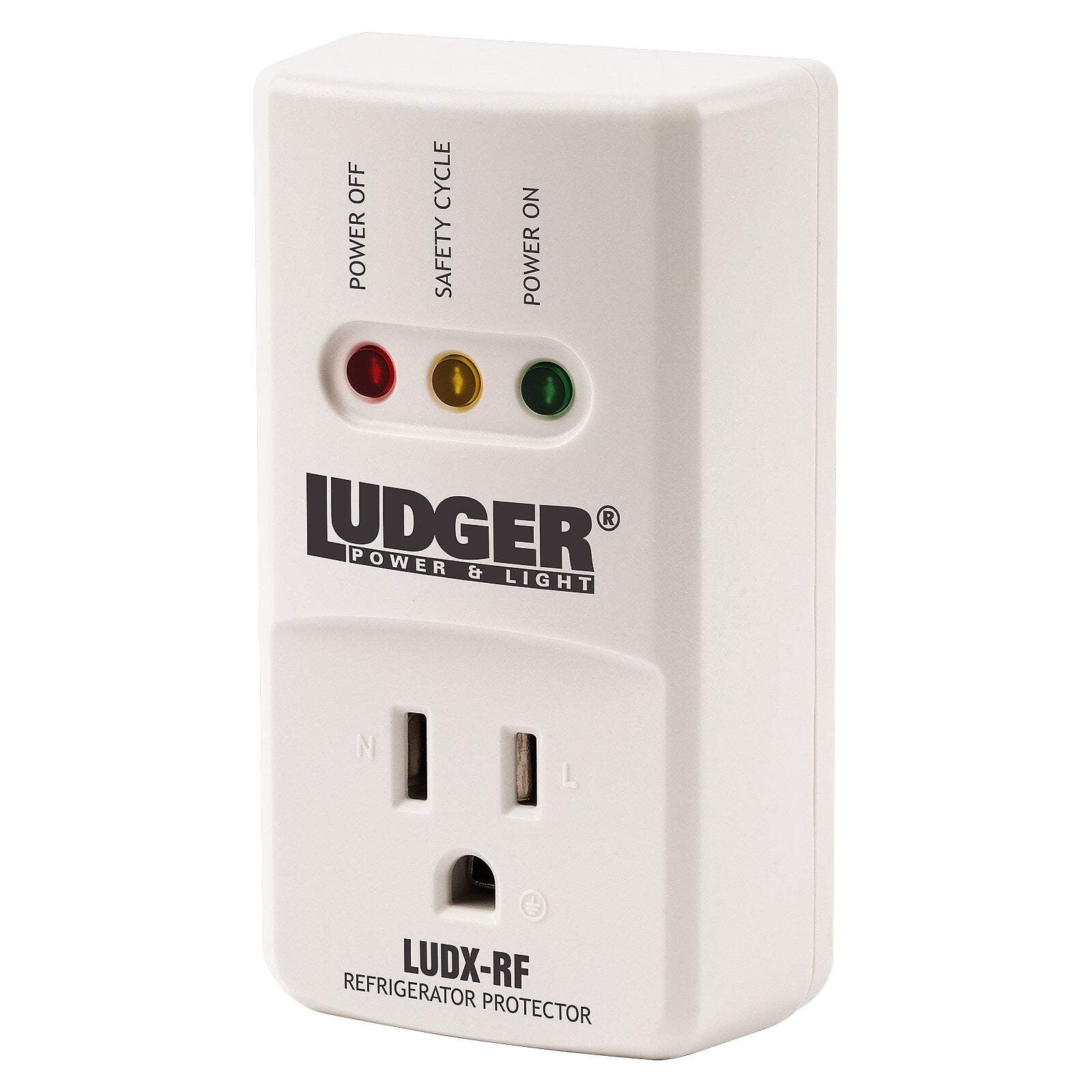 Ludger Power Surge Protector for Refrigerator (LUDX-RF), ETL Certified, Connects to Most Domestic Refrigerators, 4-Minute Safety Cycle, 3 Modes LED Indicator, Fire-Resistant Shell