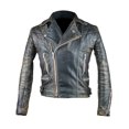 thumbnail image 4 of Distressed Black Leather Motorcycle Jacket Mens With Multiple Zipper Pockets Mens Black Leather Biker Jacket Double Rider Leather Jacket Men size S, 4 of 5