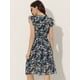 thumbnail image 4 of Vestido de Volantes Fruncidos con Cuello En V y Mangas con Volantes Allegra K Azul Oscuro S, 4 of 5