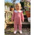 thumbnail image 5 of RUINIXCW Newborn Baby Girl Spring Fall Winter Outfit Plaid Gingham Romper Peter Pan Collar Long Sleeve Jumpsuit Infant Baby Girl Essentials Clothes, 5 of 10