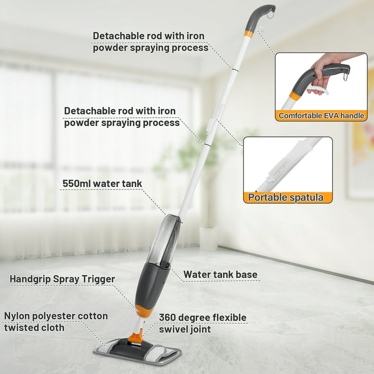 DDSNTY Mops,Microfiber Spray Mops for Floor Cleaning,Dust Cleaning  Mop,Kitchen Dry & Wet Mop with 410ML&300ML Refillable Bottle 4 Reusable  Washable