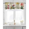 thumbnail image 2 of Beige Floral Linen Curtain Valance for Bedroom/Bathroom/Kitchen/Office/Living/Dining Room Window,Vintage Botanical Romantic Shabby Flowers Pocket Topper Drapes Decorative Cafe Drapery Panel 60"x18", 2 of 6
