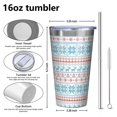 thumbnail image 4 of 16oz Tumblers Blue and Red Christmas Pattern Stainless Steel Vacuum Insulated Double Wall Travel Tumbler Cups Mug with Lid and Straw,Cleaning Brush for Coffee,Tea, 4 of 4