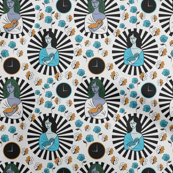 oneOone Polyester Spandex White Fabric Christmas Jesus Birth Dress Material Fabric Print Fabric By The Yard 56 Inch Wide