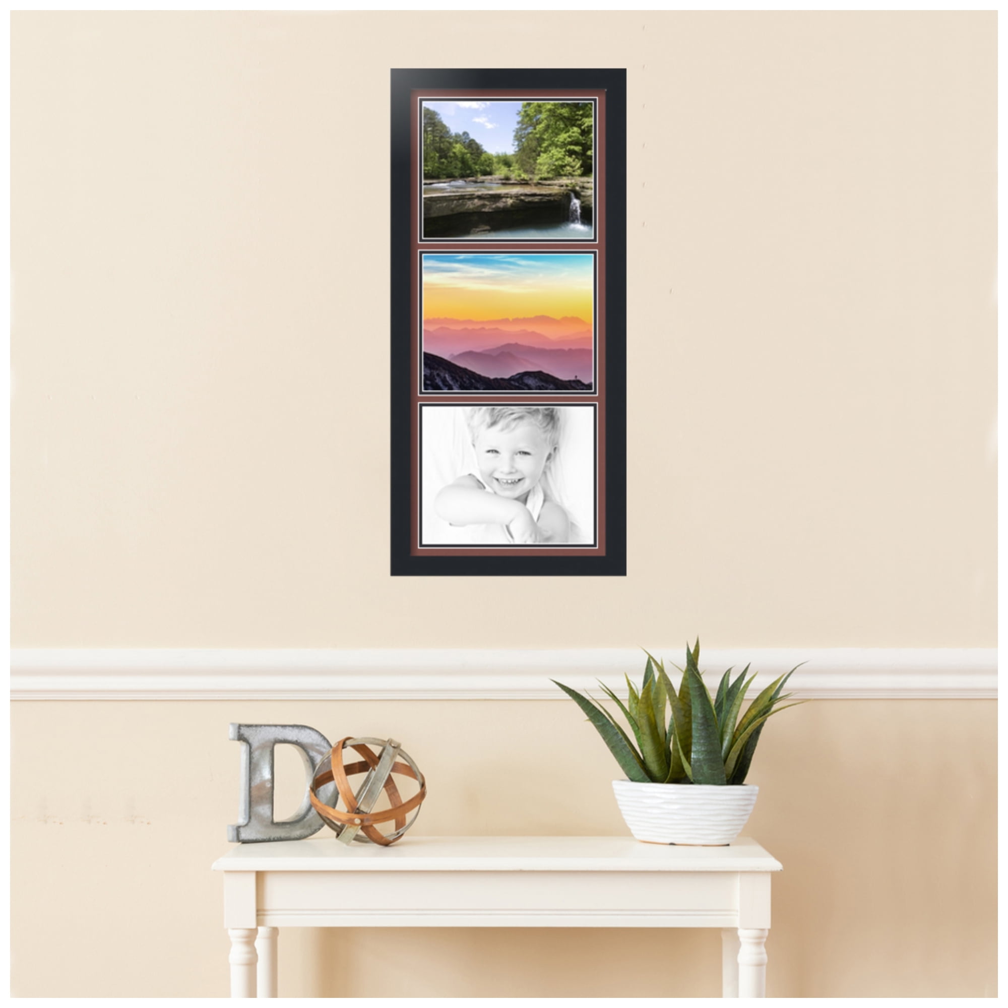 ArtToFrames Collage Photo Picture Frame with 3 - 8x10" Openings, Framed in Black with Brique and Black Mats (CDM-3926-5767)