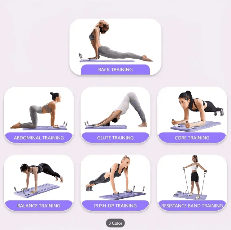 4-IN-1 Pilates Machine with Multi-Level Resistance, Foldable Pilates Board- Home Gym Equipment for Core Strength, Stretching, Balance Training , Push up Board