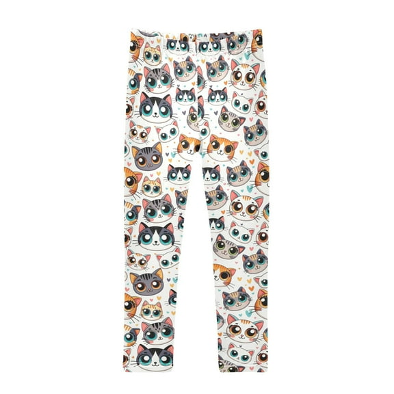 joogoo Girls' Leggings Cartoon Cat Face Yoga Pants 6T
