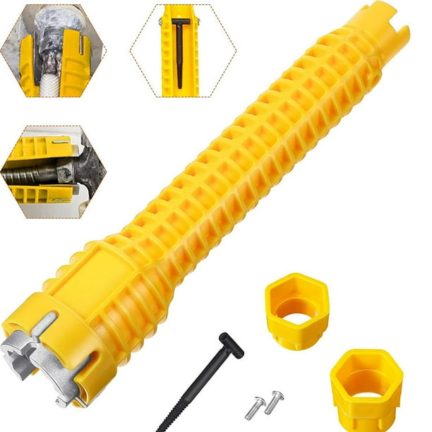 Llaves de canal Grifo de cocina Fregadero Llave de plomería Instalador Inodoro Instalación de lavabo Llave de manga de metal con nivel Amarillo, 1 adaptador kenally TO000860-02