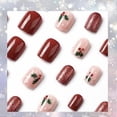 thumbnail image 3 of Christmas False Nails, Acrylic Stick on Nails, 24pcs Maggidea Short Press On Nails Ballet Red Fake Nails with Glue Sticker for Women and Girls Gift (G, 3 of 5