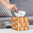 thumbnail image 6 of Lsque Cute Fox Faces Pattern Printed Tissue Box Cover Holder, Facial Paper Organizer Dispenser,Square with Bottom Belt, PVC Leather Decorative Organizer, 6 of 8