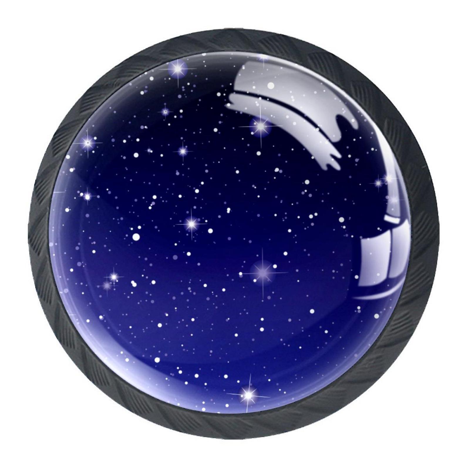4 Pcs Starry Sky Space Galaxy Knobs for Kitchen Cabinet Cupboard Dresser Bookcase Drawer Pulls Handles Round Home Decor