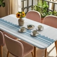 thumbnail image 3 of Blue Striped Table Cloths for 3 Foot Rectangle Tables, Abstract Modern Geometric Stripes Patio Waterproof Elastic Fitted Tablecloths, Washable Rectangular Table Cover for Camping, 3 of 8