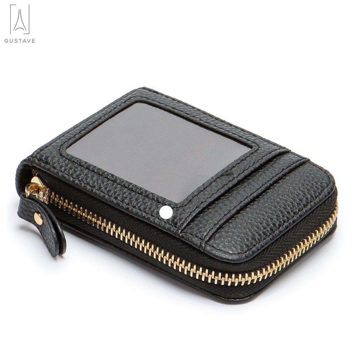 RFID-Blocking Leather ID Wallet For Men – Small Zipper Card Holder Purse