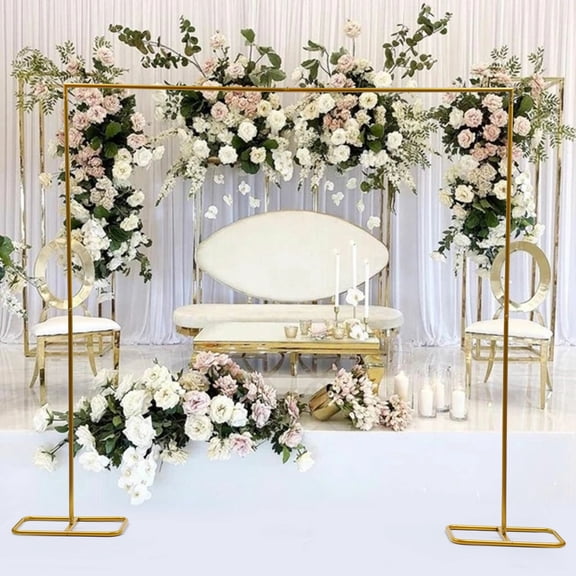 Square Gold Wedding Arch Stand with Base Flowers Balloon Birthday Party Decor US
