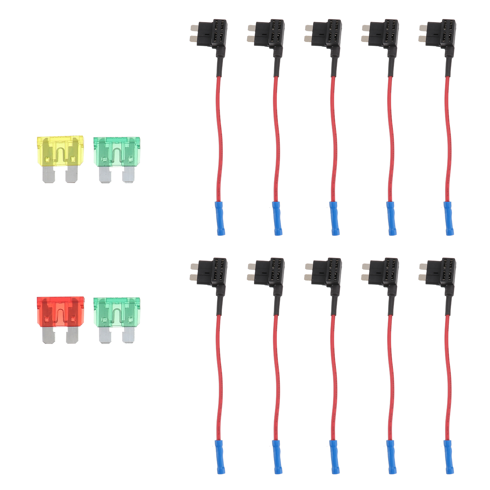 10PCS Fuse Holder Mini Heavy Duty Fuse Holder 15 AMP 16 AWG 16 Gauge Red Wire Add A Circuit